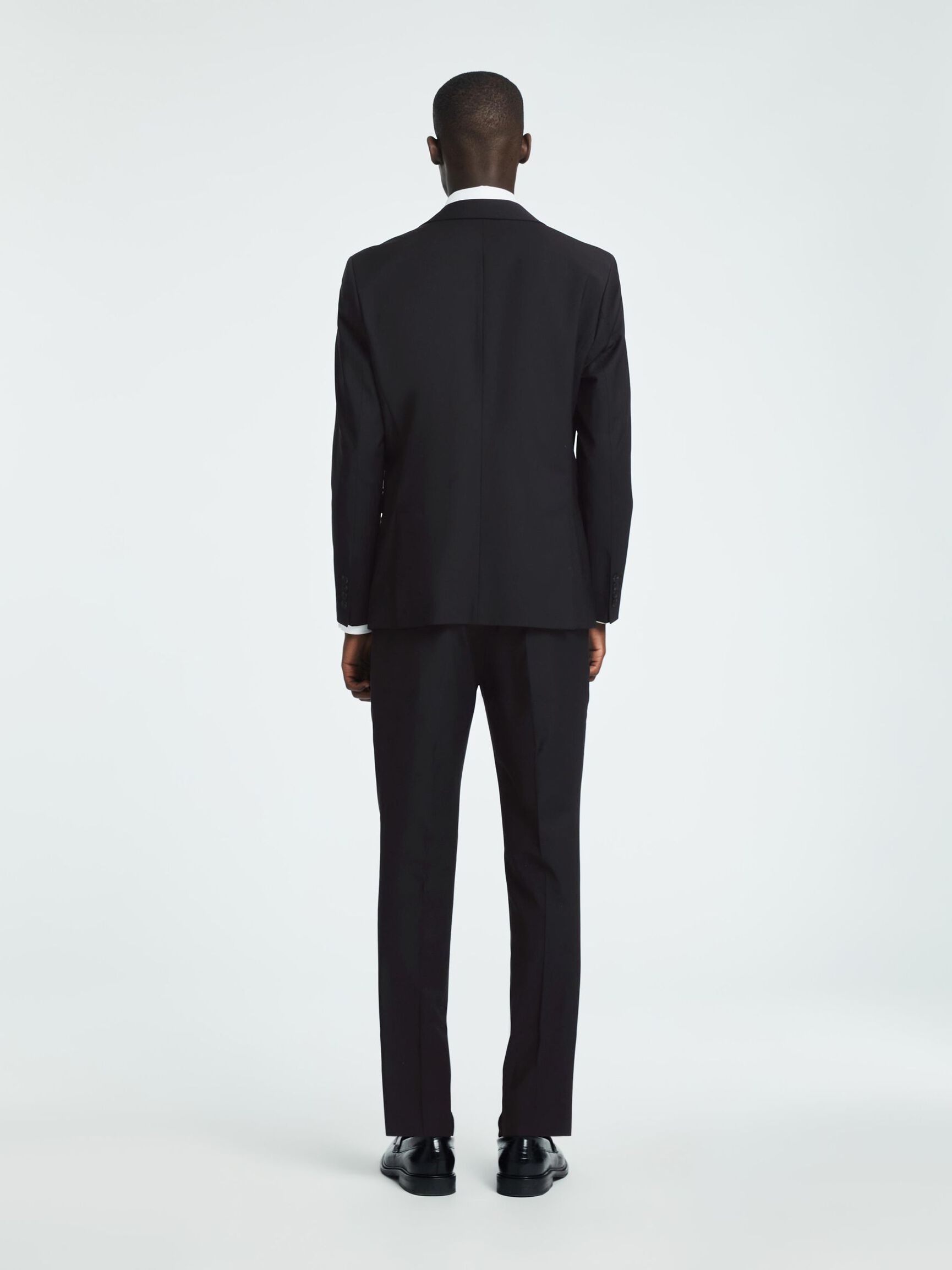 SLIM FIT WOOL BLEND BLAZER, Black, highres