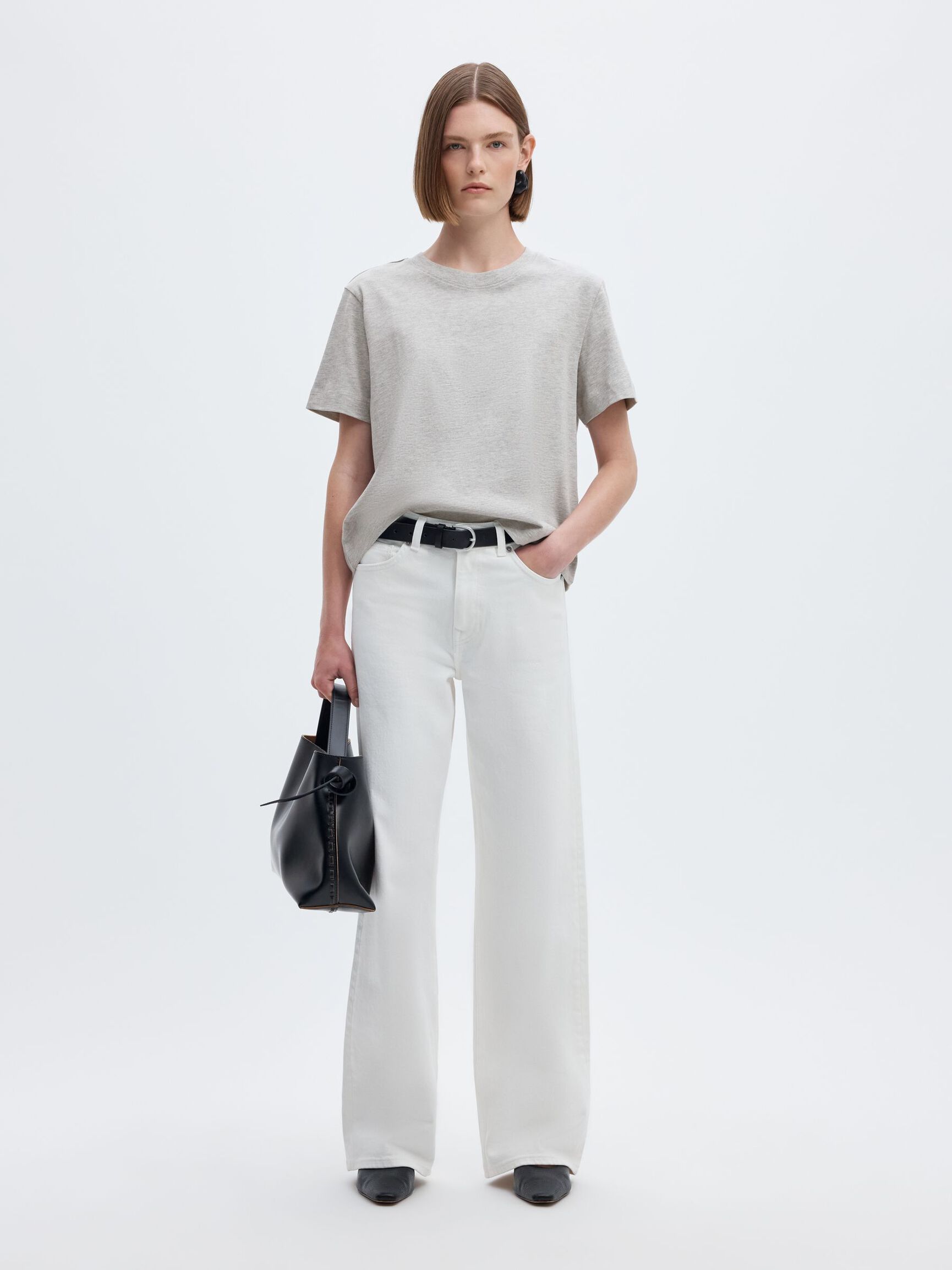 BOXY T-SHIRT, Light Grey Melange, highres