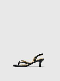 LEDER SANDALEN MIT BREITEN RIEMEN, Black, highres