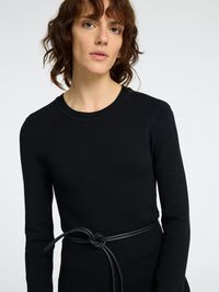 VISCOSEMIX GEBREIDE JURK, Black, highres