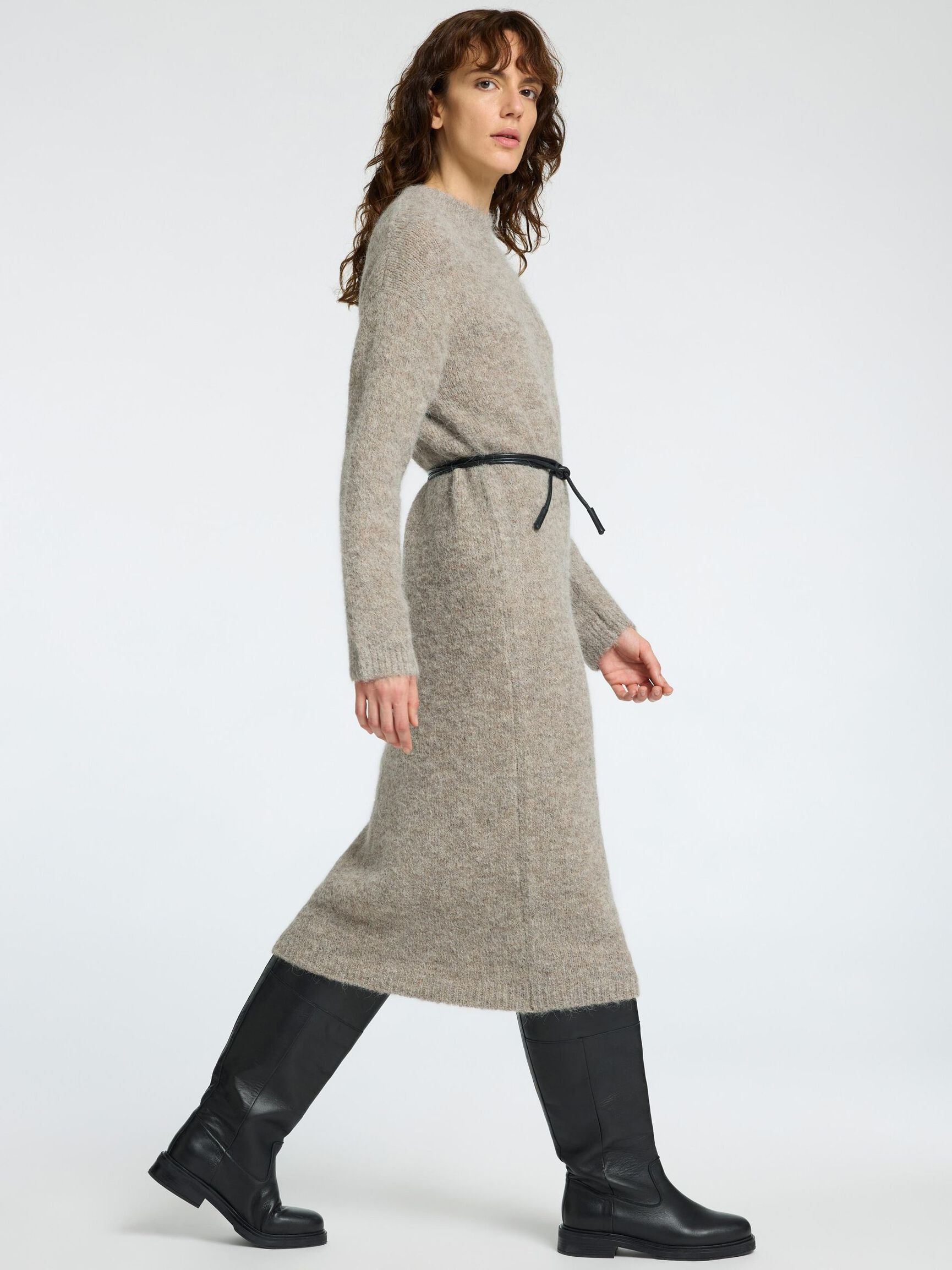 WOOL BLEND MAXI DRESS, Steel Gray, highres