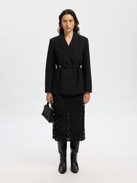 JACQUARD MIDI SKIRT, Black, highres