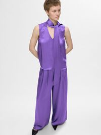 SATIN BOW NECK TOP, Liberty, highres