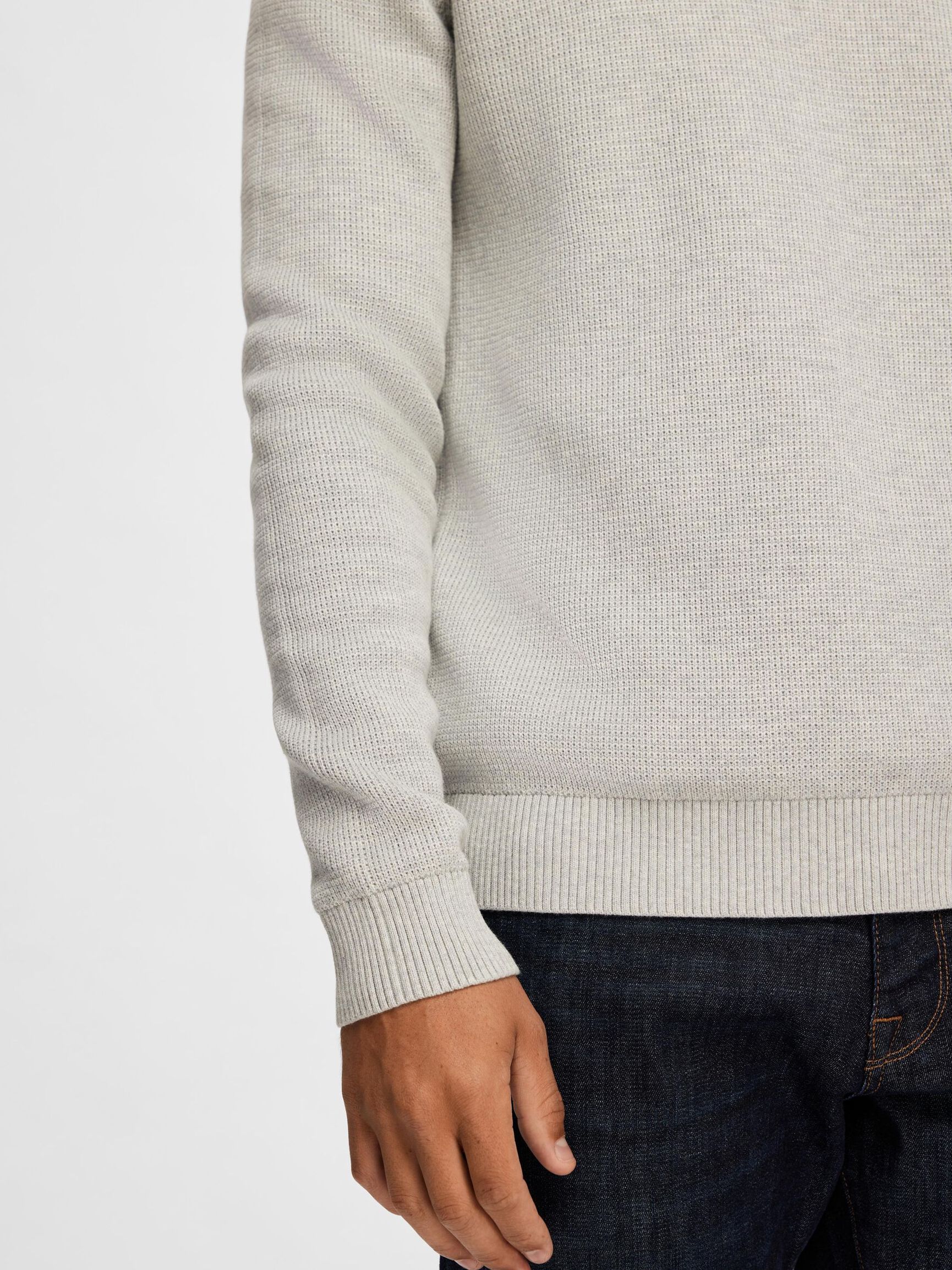 CREW NECK PULLOVER, Light Grey Melange, highres