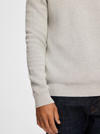 RONDE HALS SWEATER, Light Grey Melange, highres