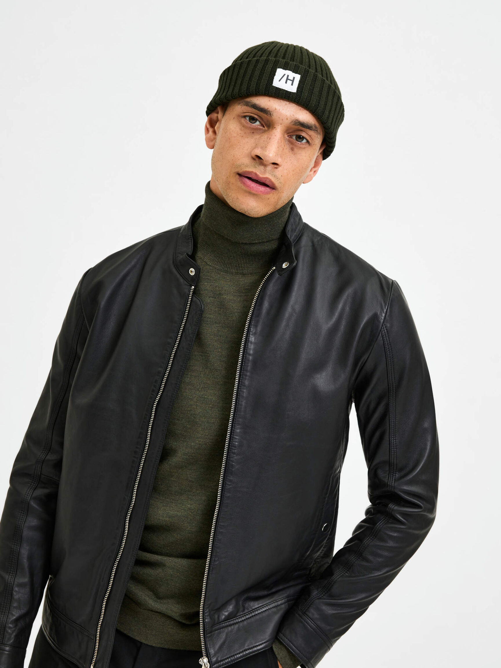 CLASSIQUE VESTE EN CUIR, Black, highres