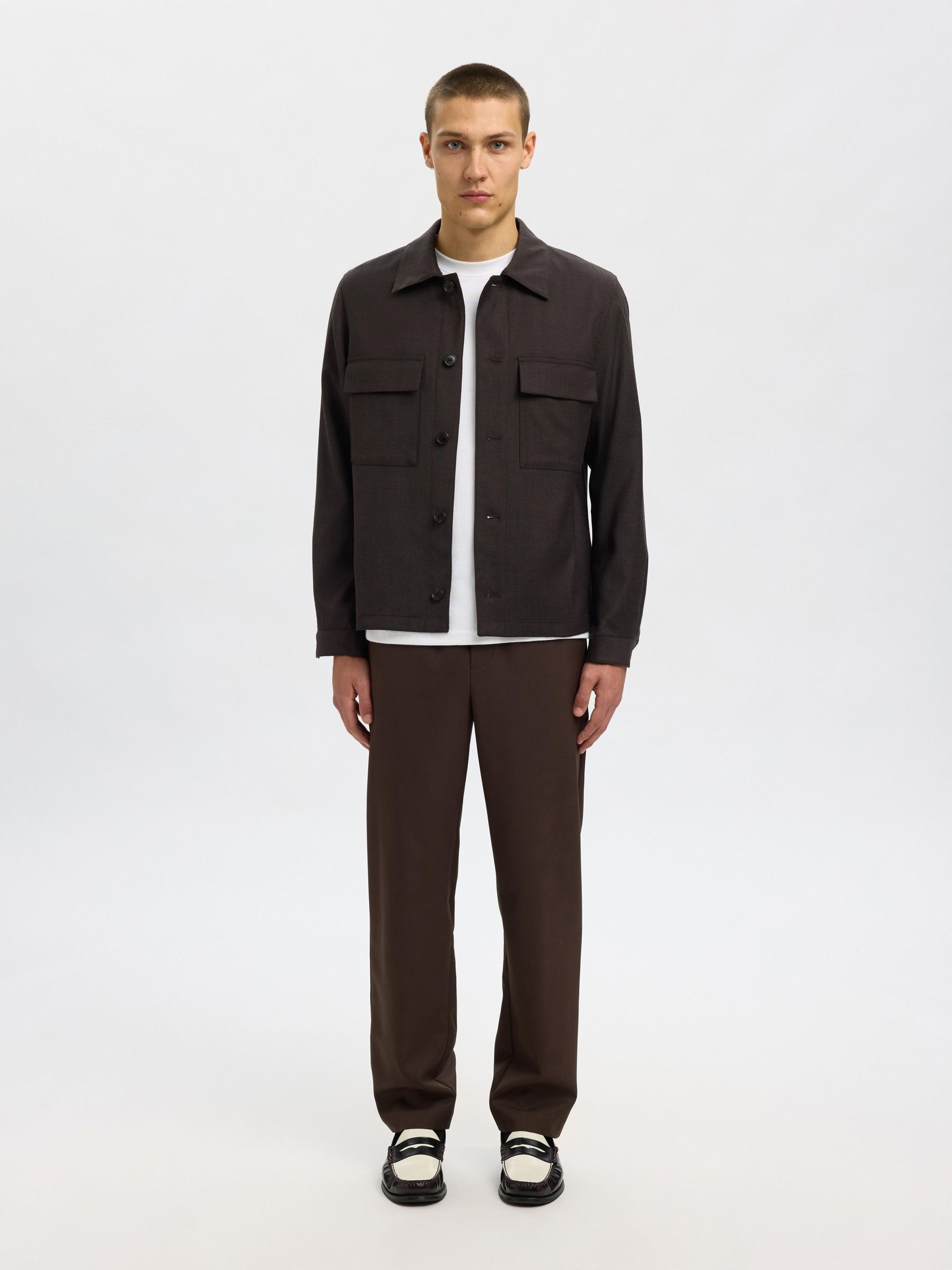 WOOL BLEND BLAZER, Chocolate Torte, highres