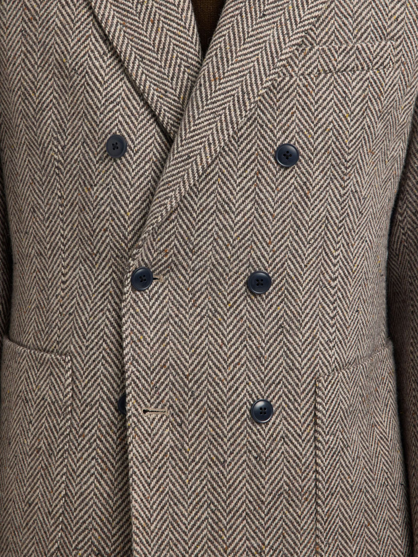 WOOL BLEND DOUBLE-BREASTED BLAZER, Brown Rice, highres