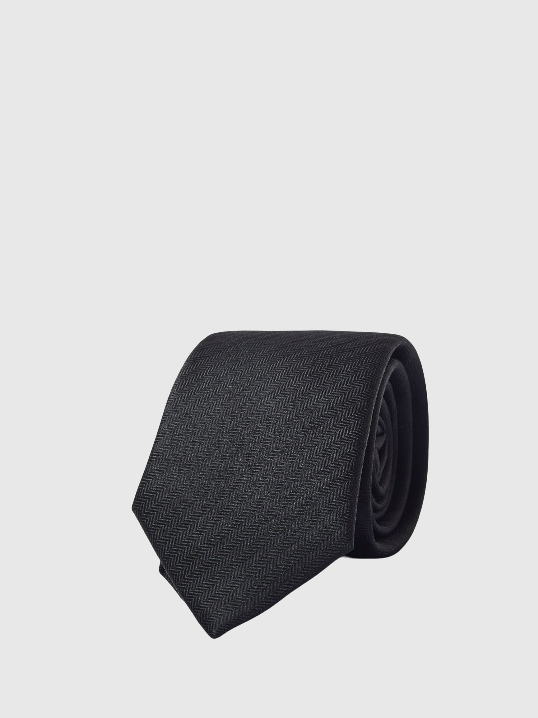100% ZIJDE STROPDAS, Black, highres