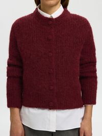 ALPACA BLEND KNITTED CARDIGAN, Tawny Port, highres