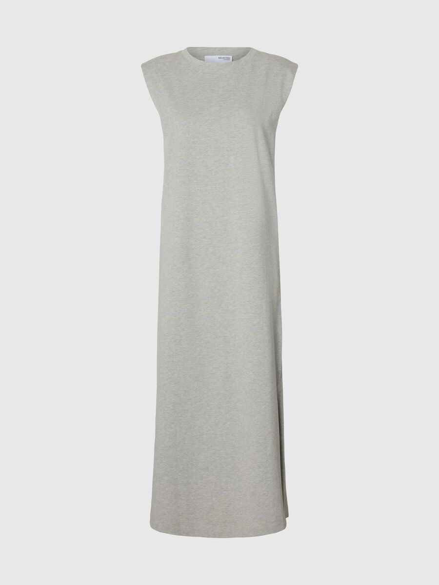 Selected COTTON SLEEVELESS MAXI DRESS, Light Grey Melange, highres - 16097881_LightGreyMelange_001.jpg