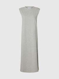 ÄRMELLOSES BAUMWOLL MAXIKLEID, Light Grey Melange, highres