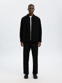 LINEN BLEND OVERSHIRT, Black, highres