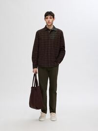 RELAXED CHECKED SHIRT, Mole, highres