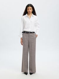 TAILORED WIDE-LEG TROUSERS, Dark Sand Melange, highres