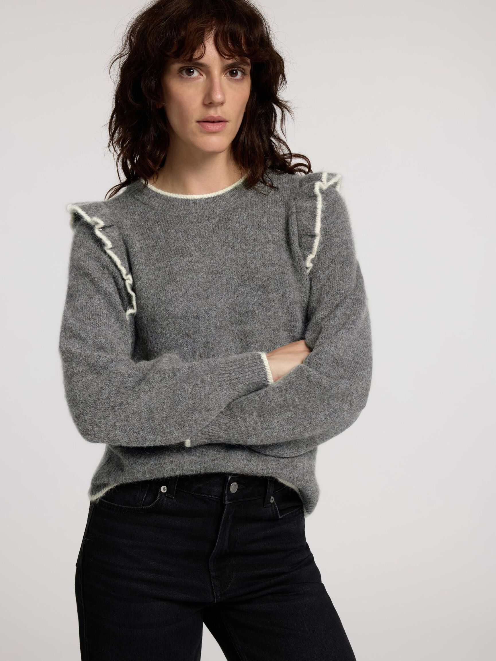 PRENDA CON VOLANTES JERSEY, Medium Grey Melange, highres
