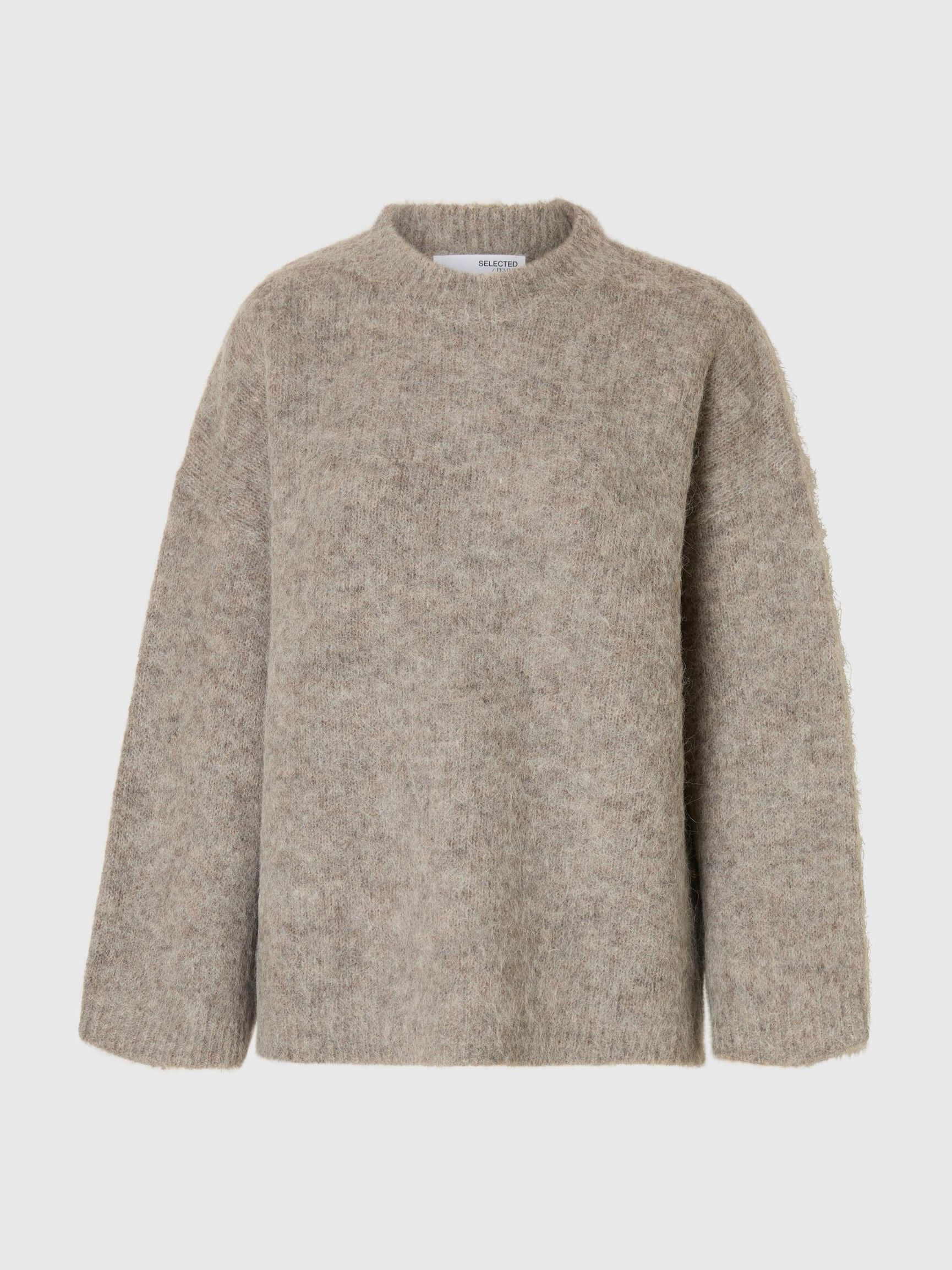 WOOL BLEND  PULLOVER, Steel Gray, highres