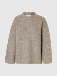 WOOL BLEND  PULLOVER, Steel Gray, highres