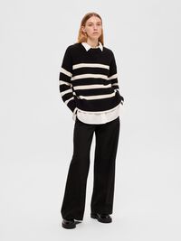 STRIPED KNITTED JUMPER, Black, highres