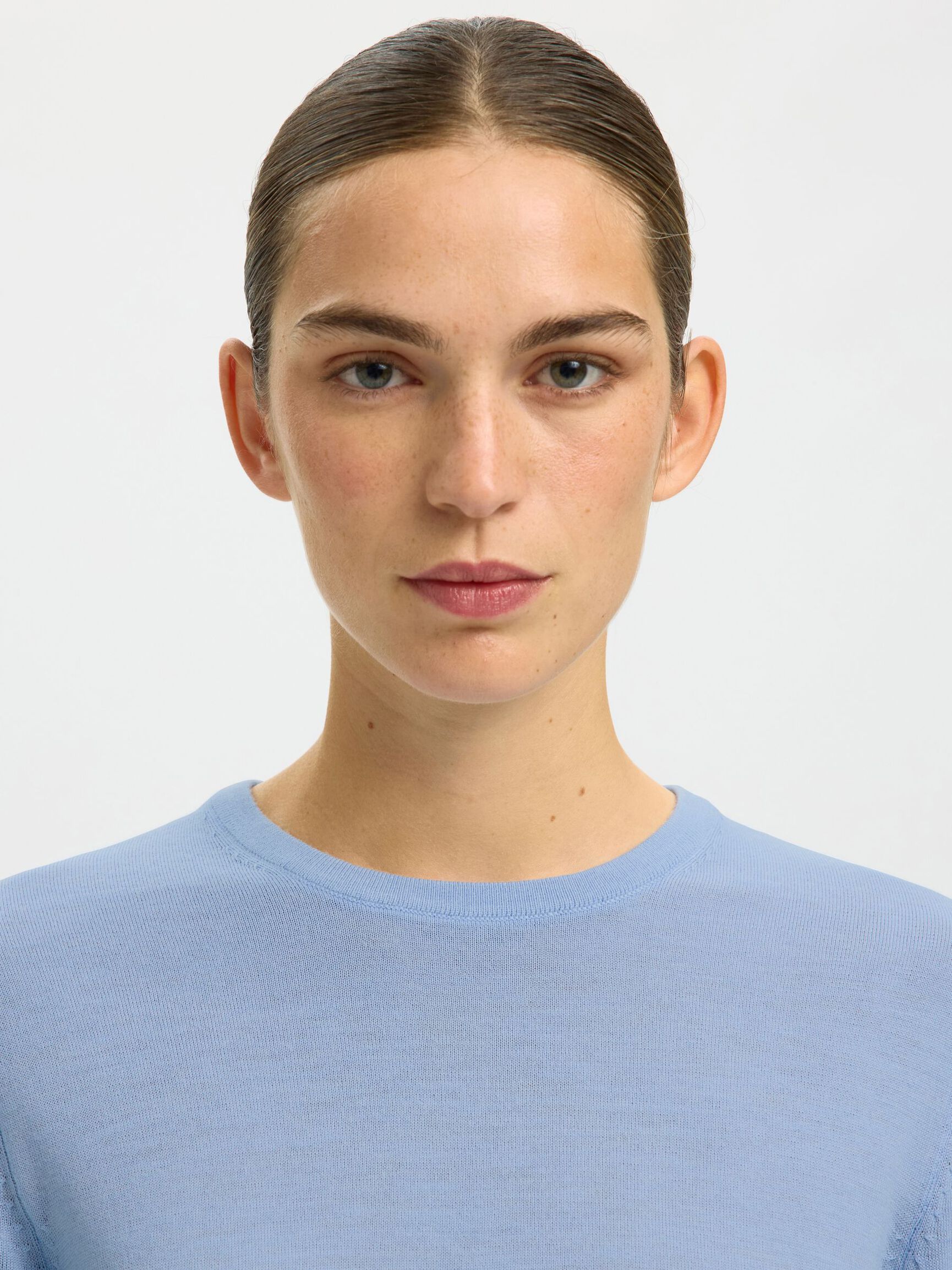 100% MERINO WOOL PULLOVER, Cashmere Blue, highres