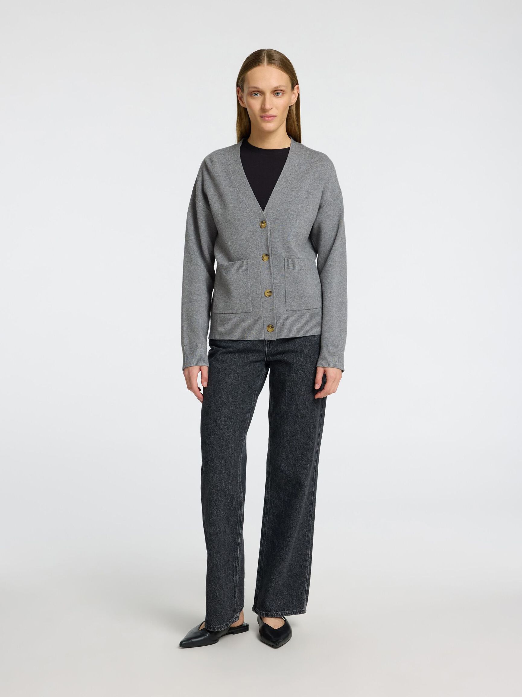 VISCOSEMIX GEBREID VEST, Medium Grey Melange, highres