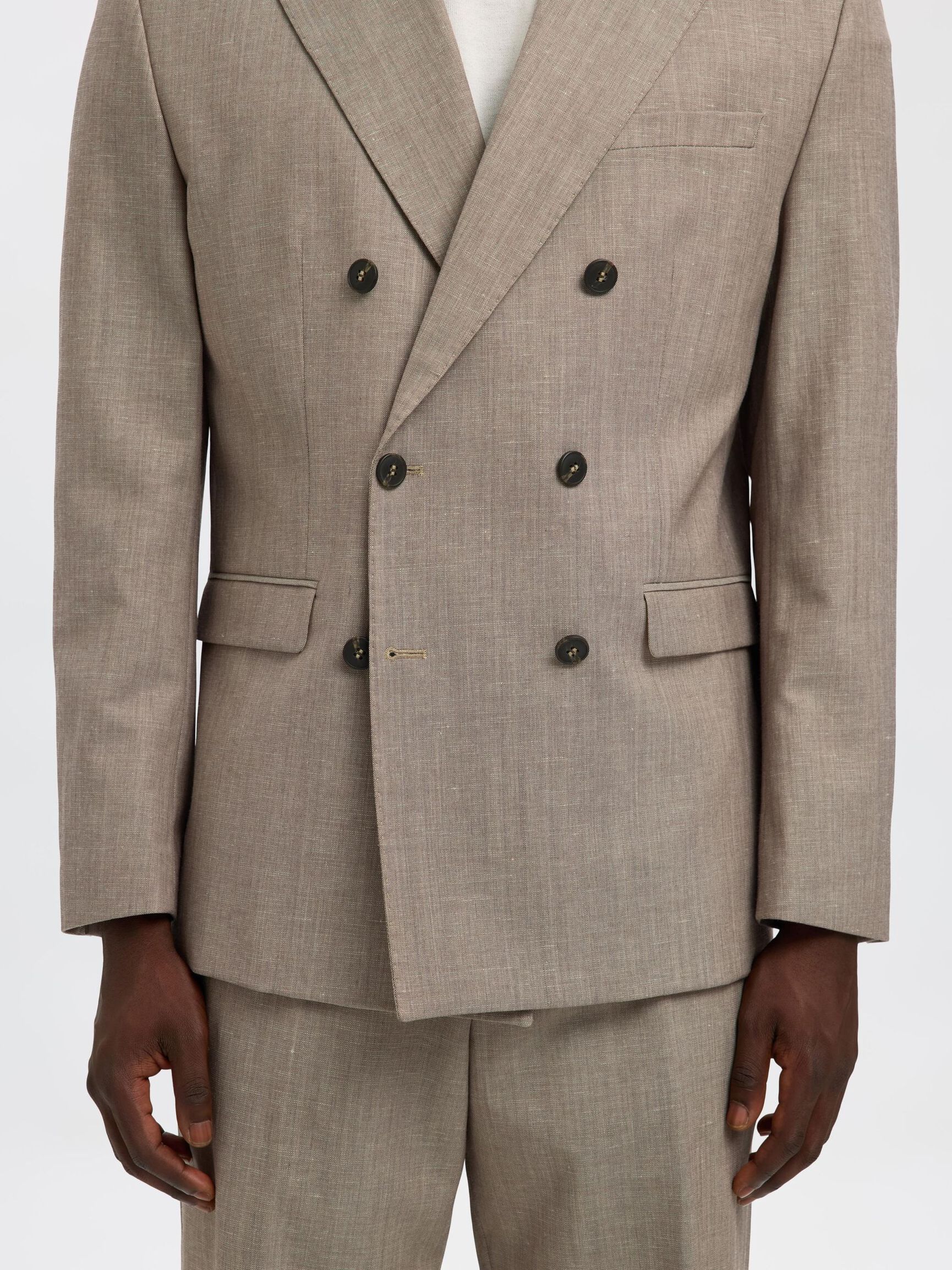ULDBLANDING DOBBELTRADET BLAZER, Oatmeal, highres
