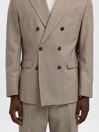 ULDBLANDING DOBBELTRADET BLAZER, Oatmeal, highres