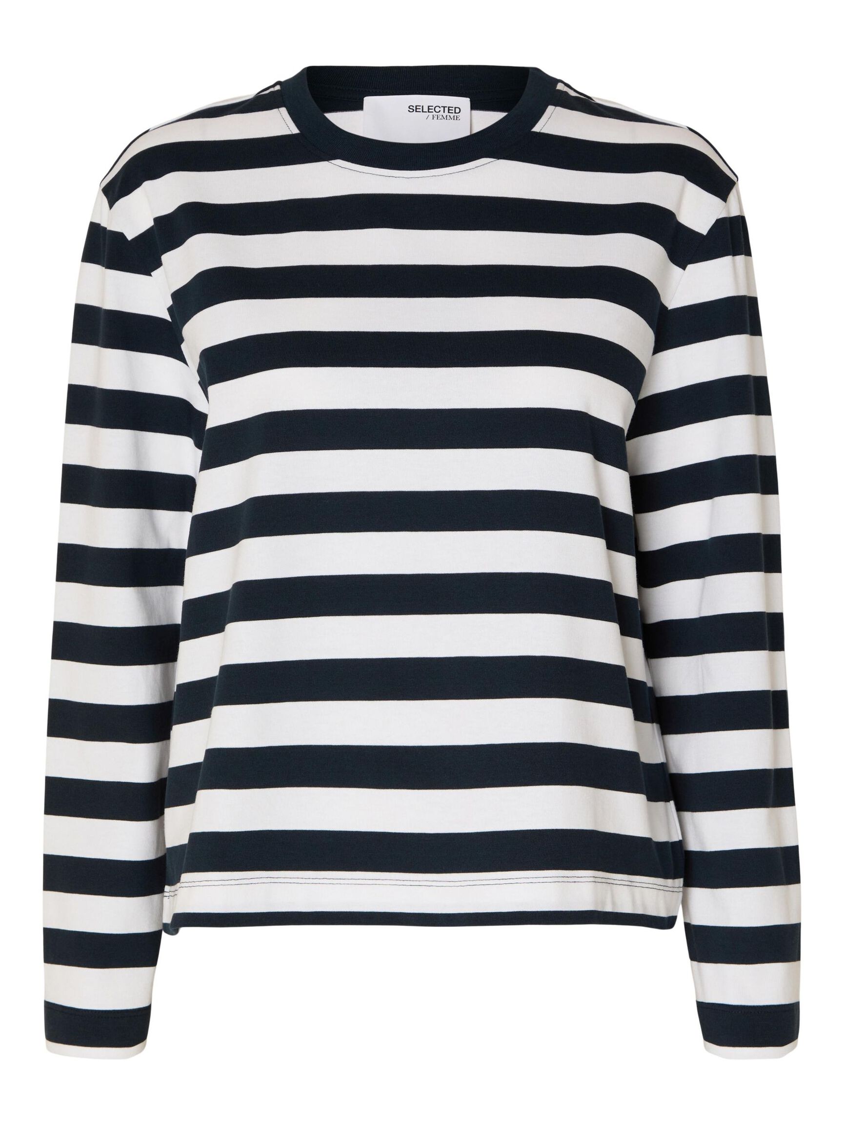 STRIPED LONG-SLEEVED T-SHIRT, Dark Sapphire, highres