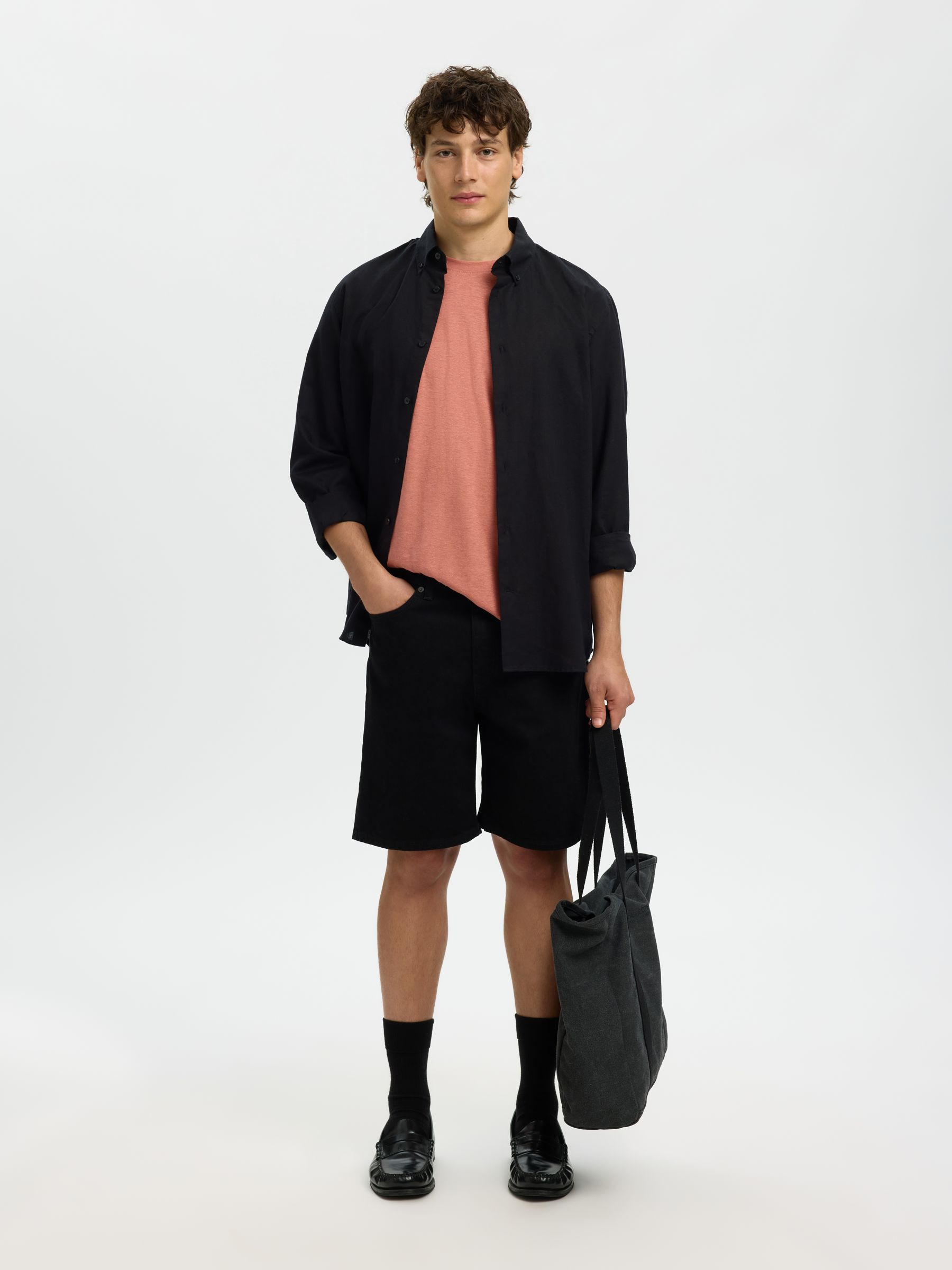 LINEN BLEND  T-SHIRT, Rose Dawn, highres