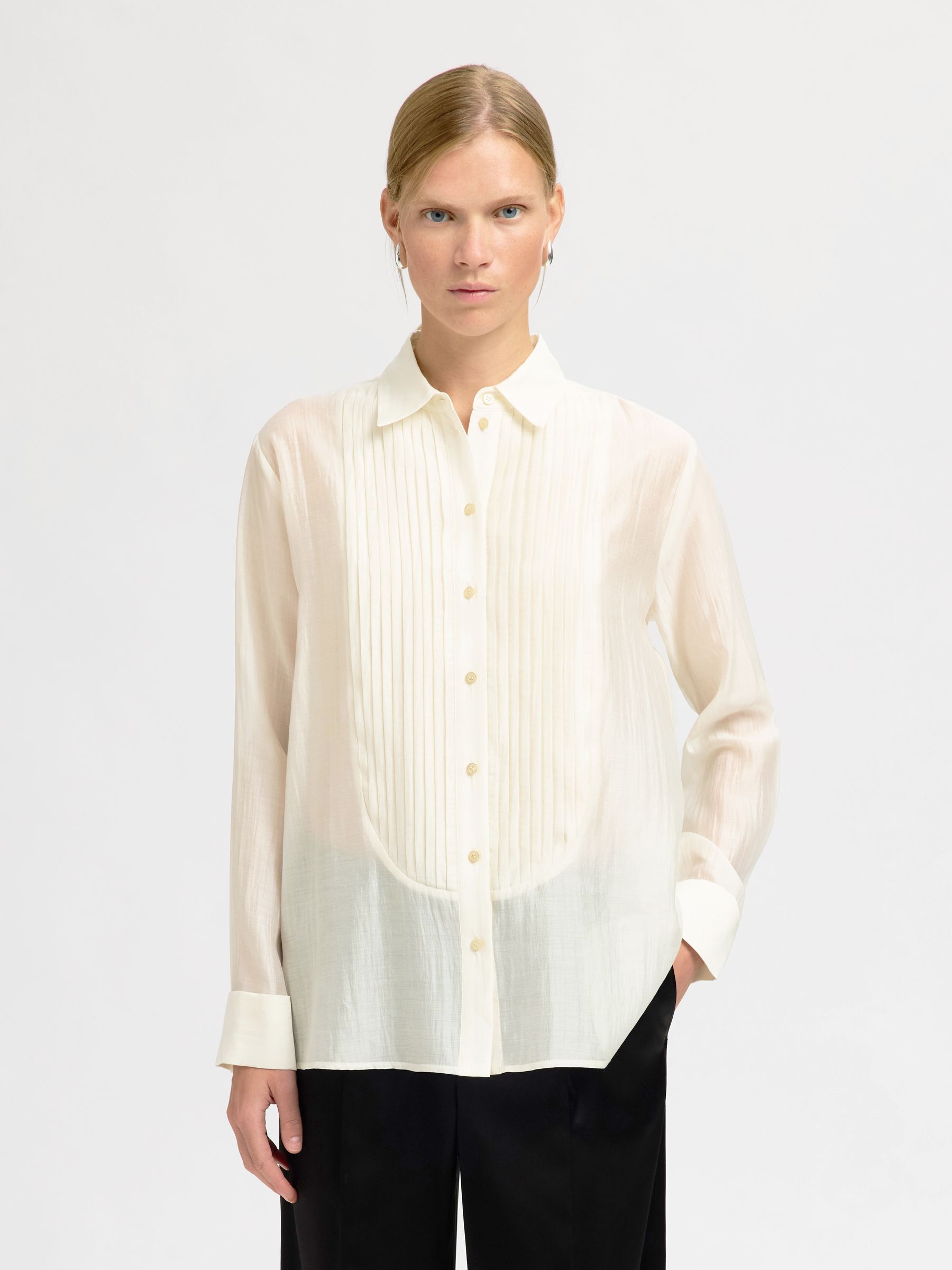 RELAXED FIT TUXEDO SHIRT, Angora, highres