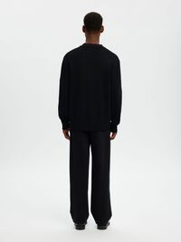 RELAXED FIT WOOL BLEND CARDIGAN, Black, highres