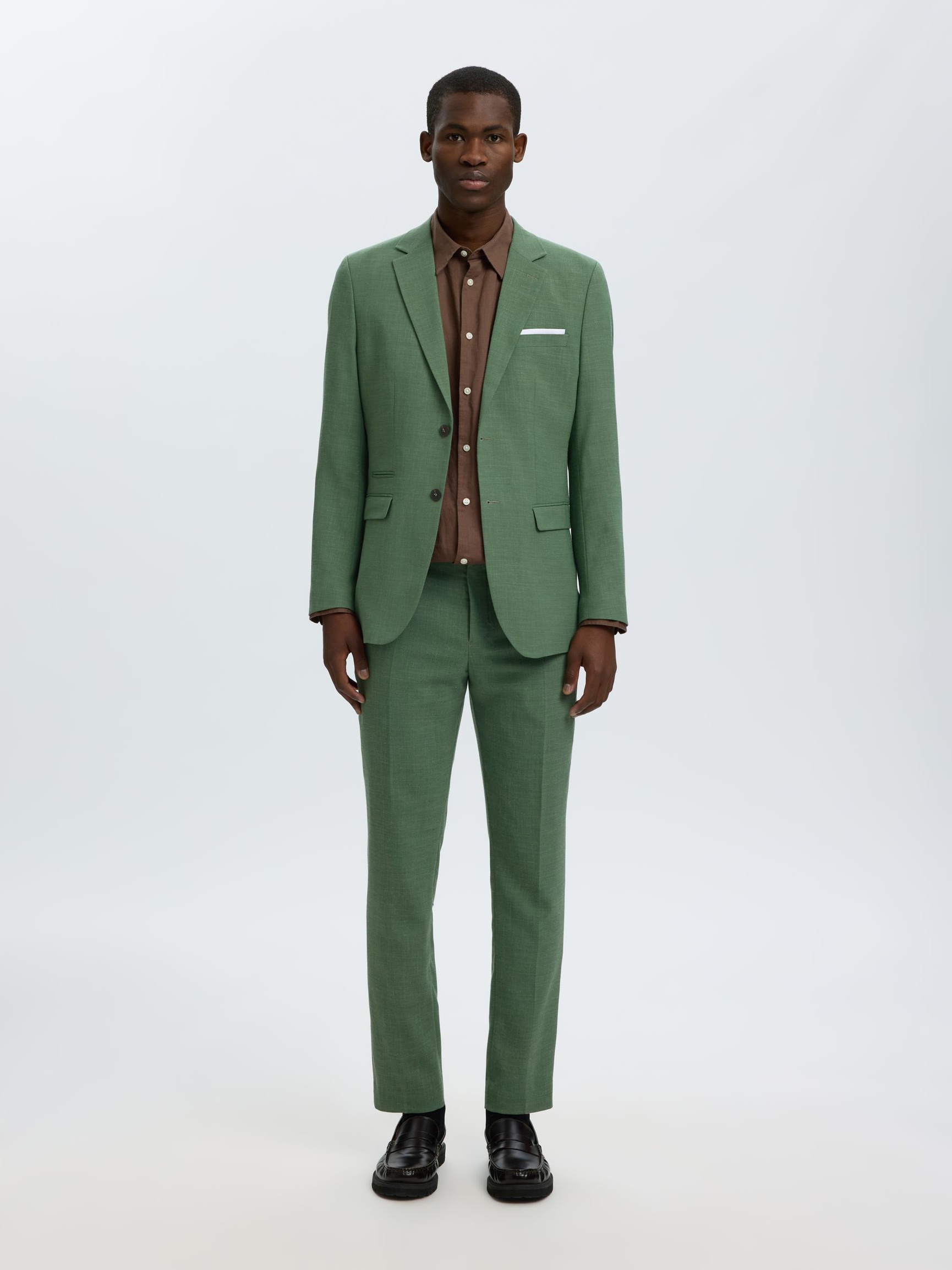 SLIM FIT EINREIHIGER BLAZER, Olive Green, highres