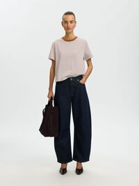 STRIPED BOXY FIT T-SHIRT, Toffee, highres