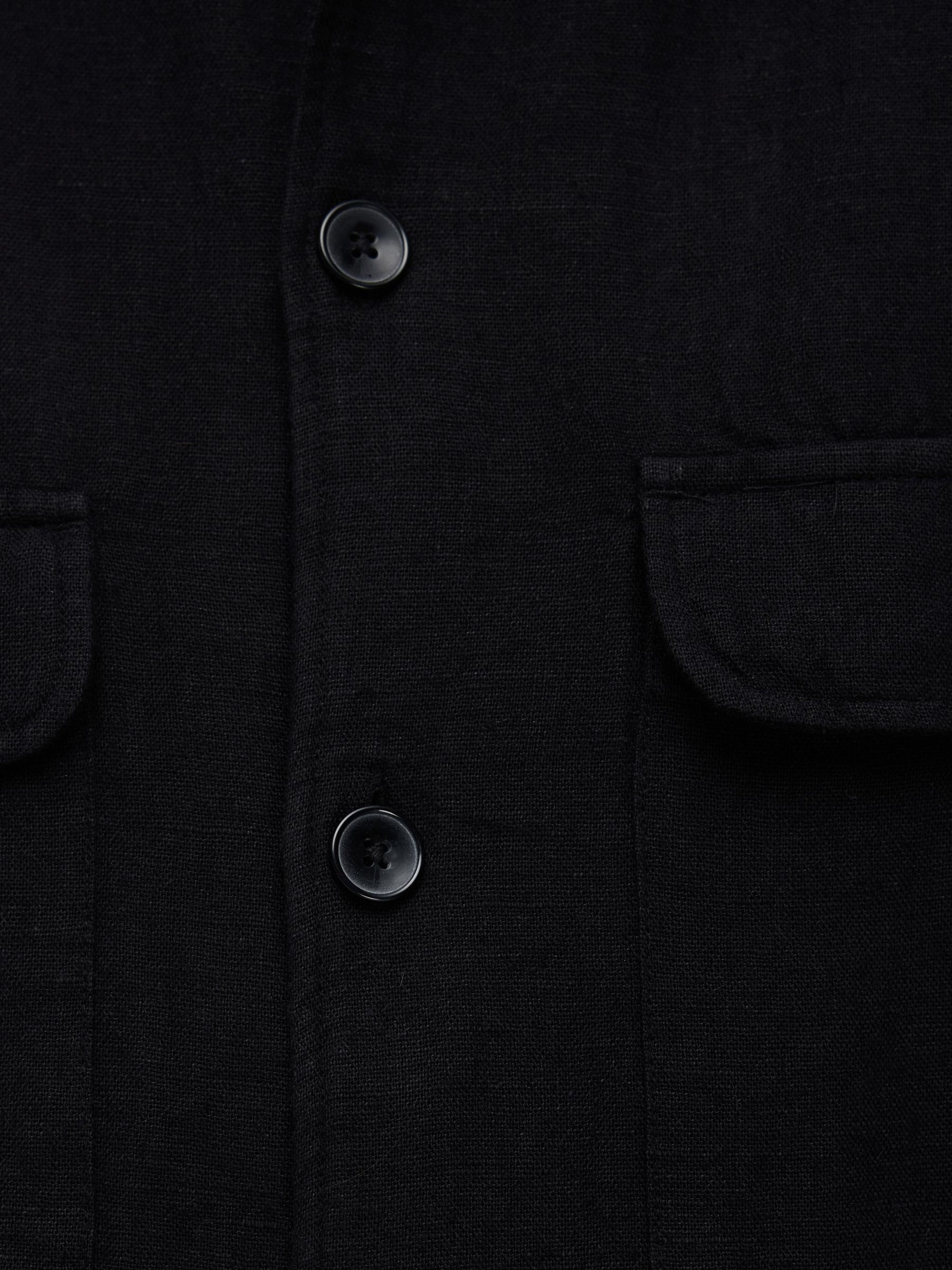 LONGSLEEVE LINNENMIX OVERSHIRT, Black, highres