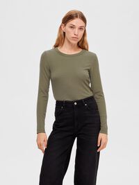 LONG-SLEEVED T-SHIRT, Dusky Green, highres