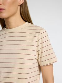 GESTREEPT KATOEN T-SHIRT, Oatmeal, highres