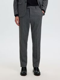 CHECKED WOOL BLEND TROUSERS, Dark Grey Melange, highres