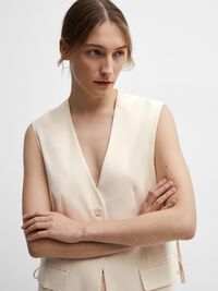 LONG OVERSIZED WAISTCOAT, Birch, highres