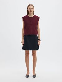 WOOL BLEND  KNITTED VEST, Tawny Port, highres