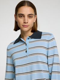 100 % LAINE MÉRINOS POLO À MANCHES LONGUES, Cerulean, highres