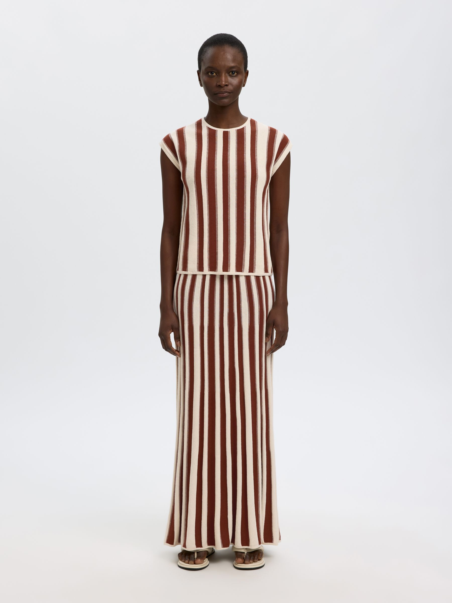 MAXI KNITTED SKIRT, Birch, highres