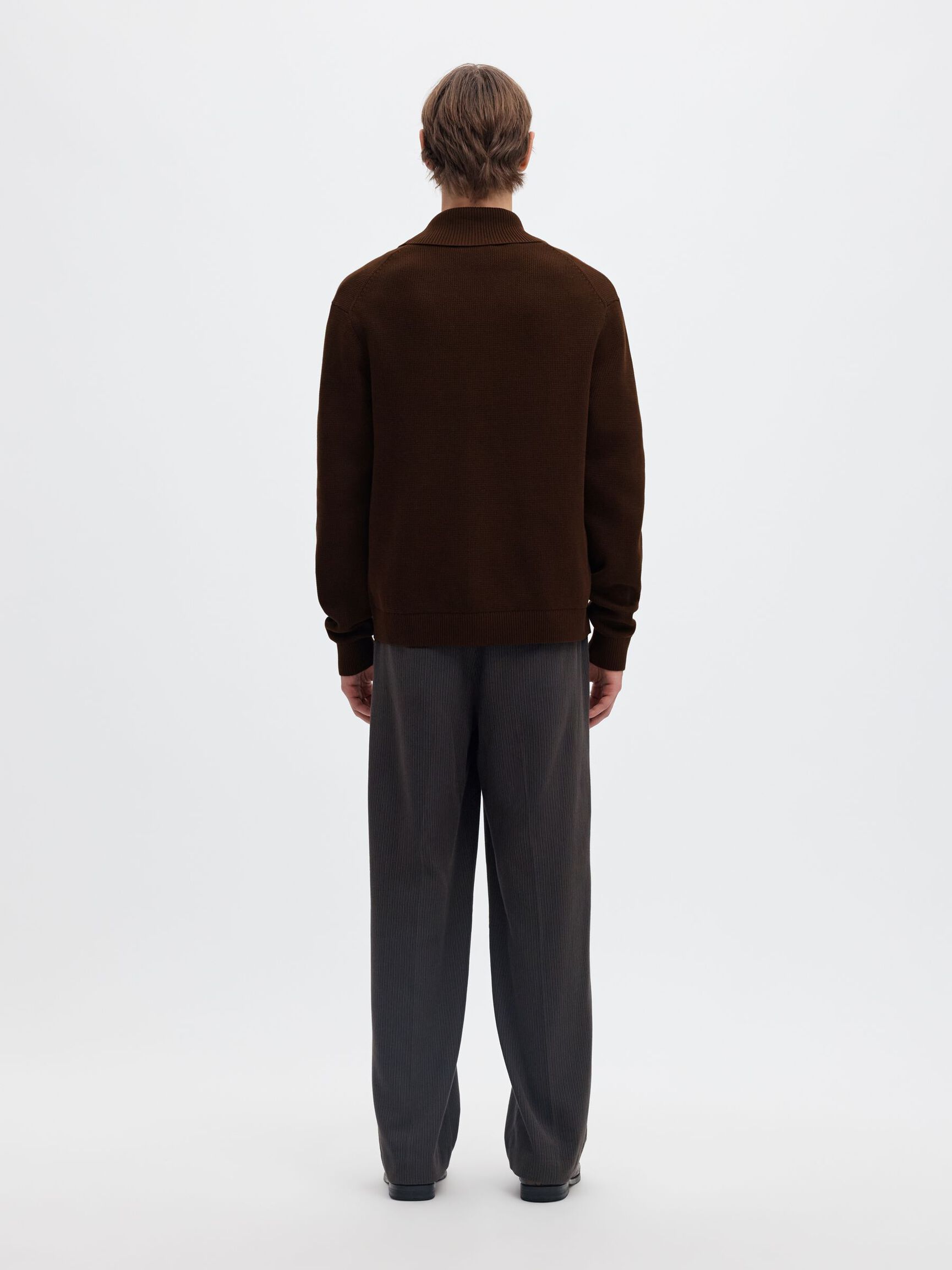 ORGANIC COTTON SHAWL COLLAR CARDIGAN, Demitasse, highres