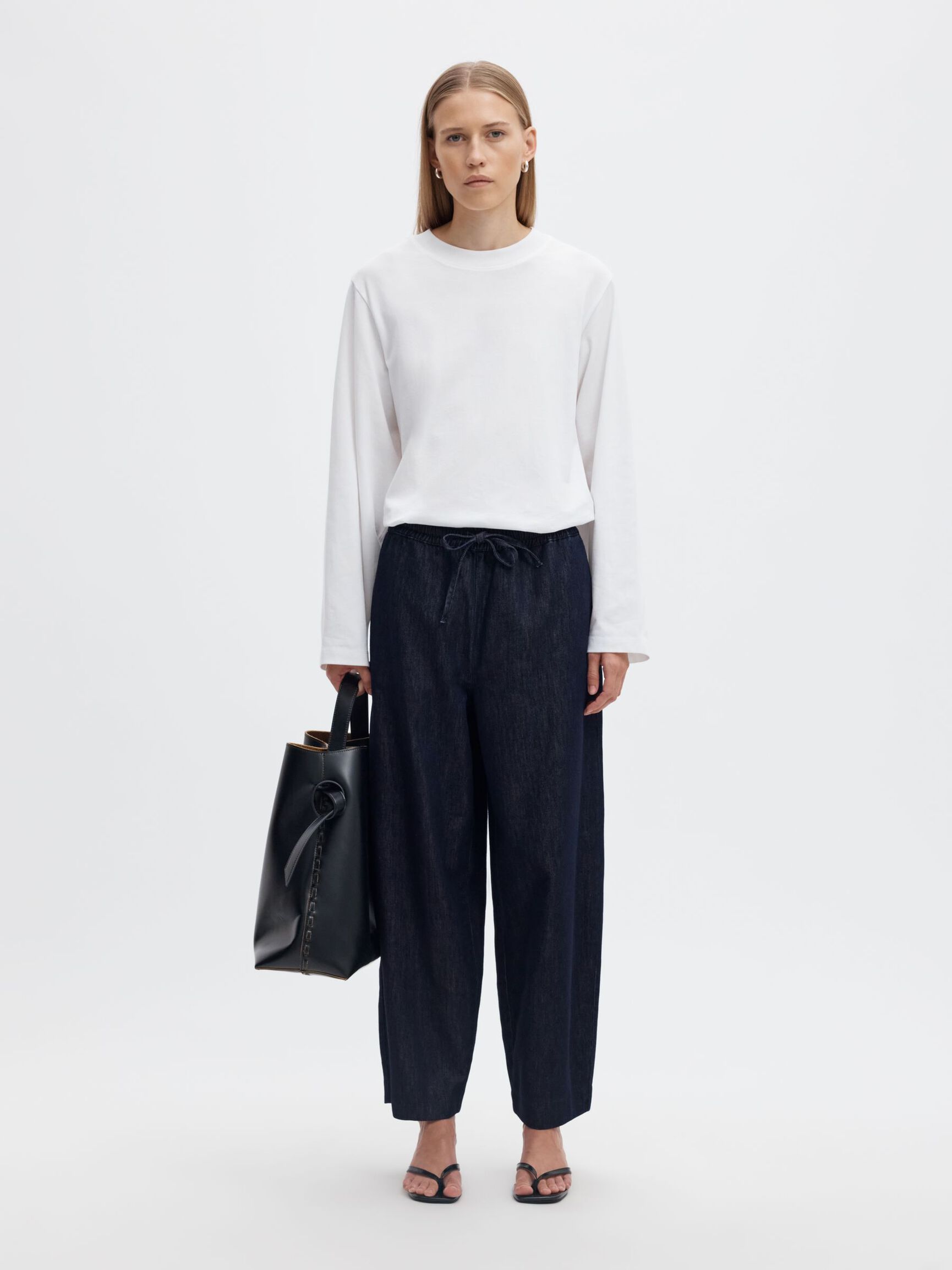MID-WAIST BARREL FIT HOSEN, Dark Blue Denim, highres