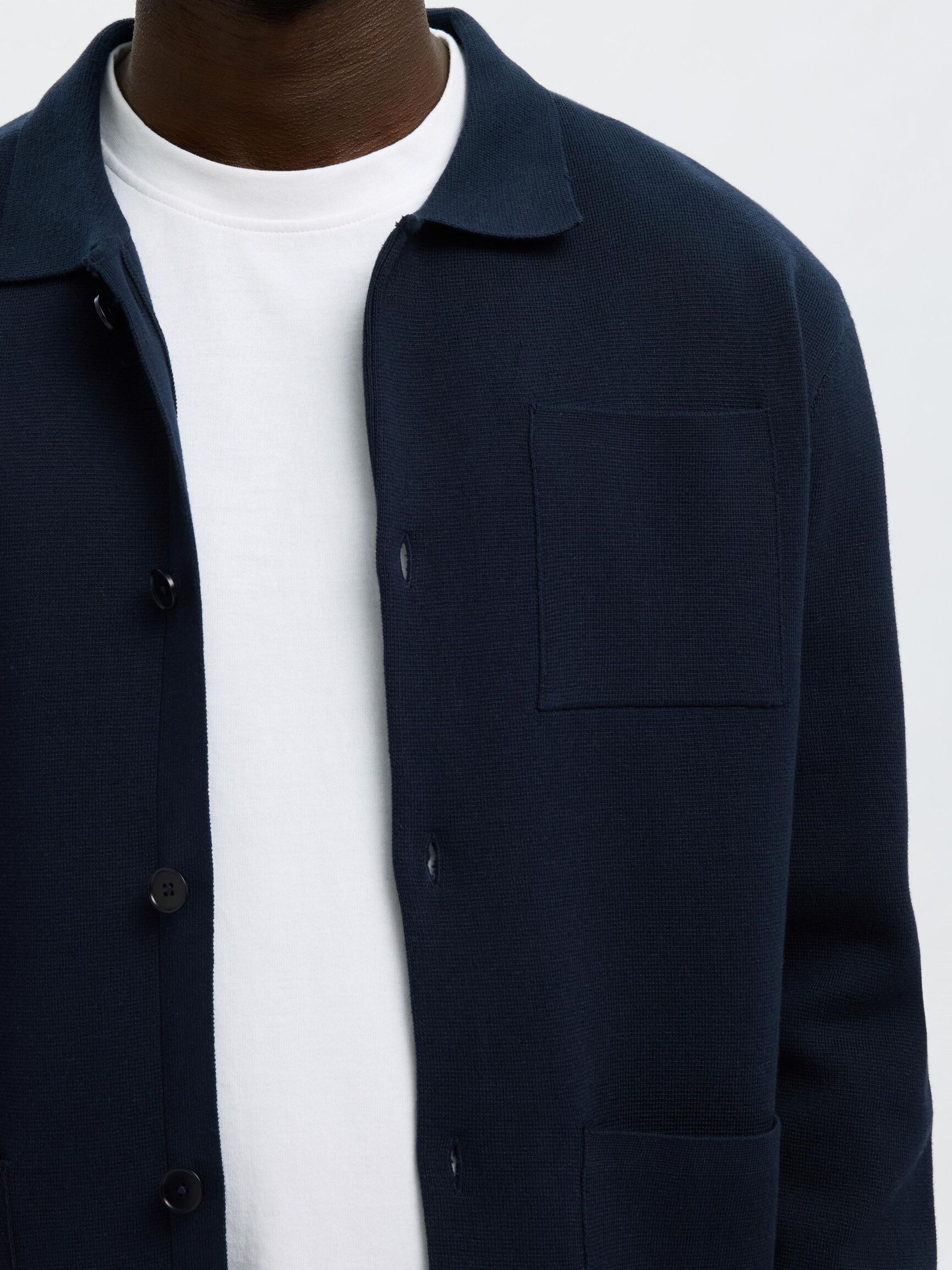 RELAXED FIT KNITTED CARDIGAN, Sky Captain, highres