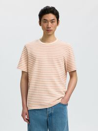 STRIPED CREWNECK T-SHIRT, Egret, highres