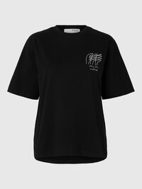 EMBROIDERED CREWNECK T-SHIRT, Black, highres