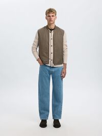 RELAXED FIT KNITTED CARDIGAN, Oatmeal, highres