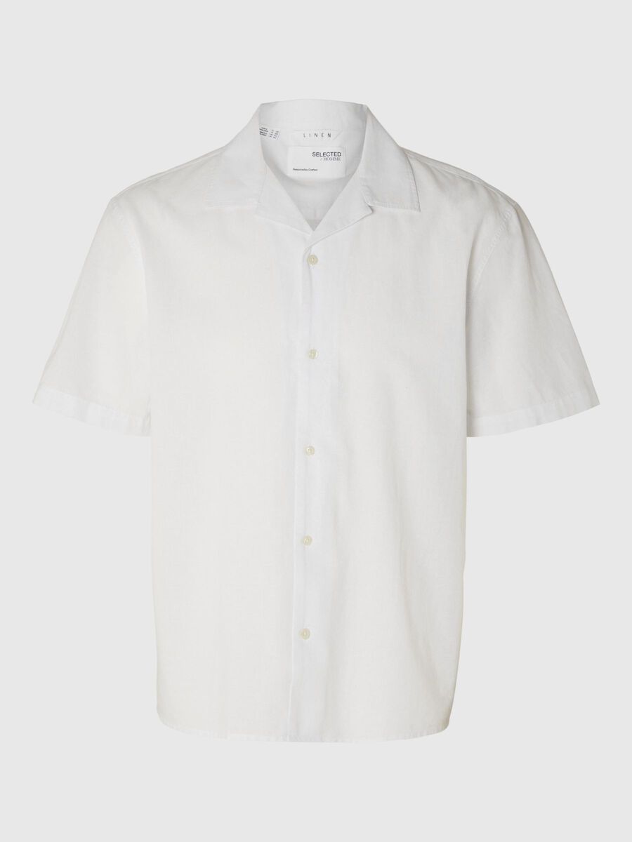 Selected LINEN BLEND SHORT SLEEVED SHIRT, Bright White, highres - 16092978_BrightWhite_001.jpg