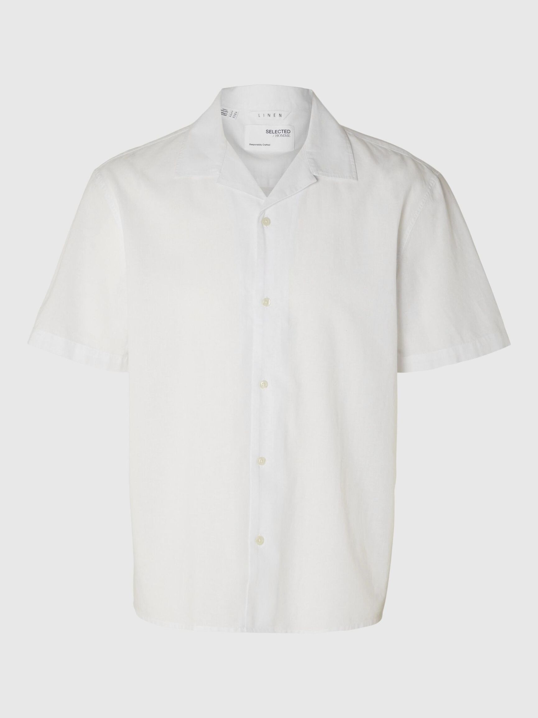 LIN MÉLANGÉ CHEMISE À MANCHES COURTES, Bright White, highres