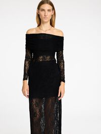 SPITZEN OFF SHOULDER TOP, Black, highres